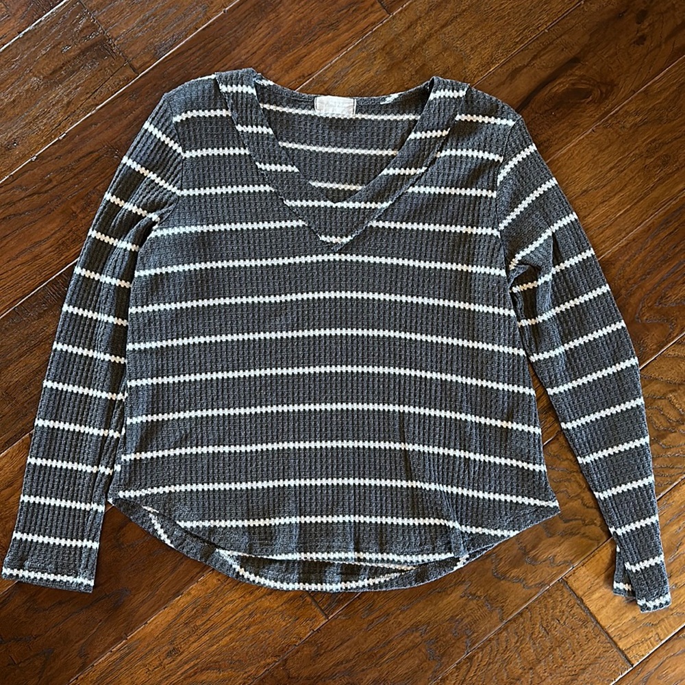 Altar’d State Gray and White Striped Sweater